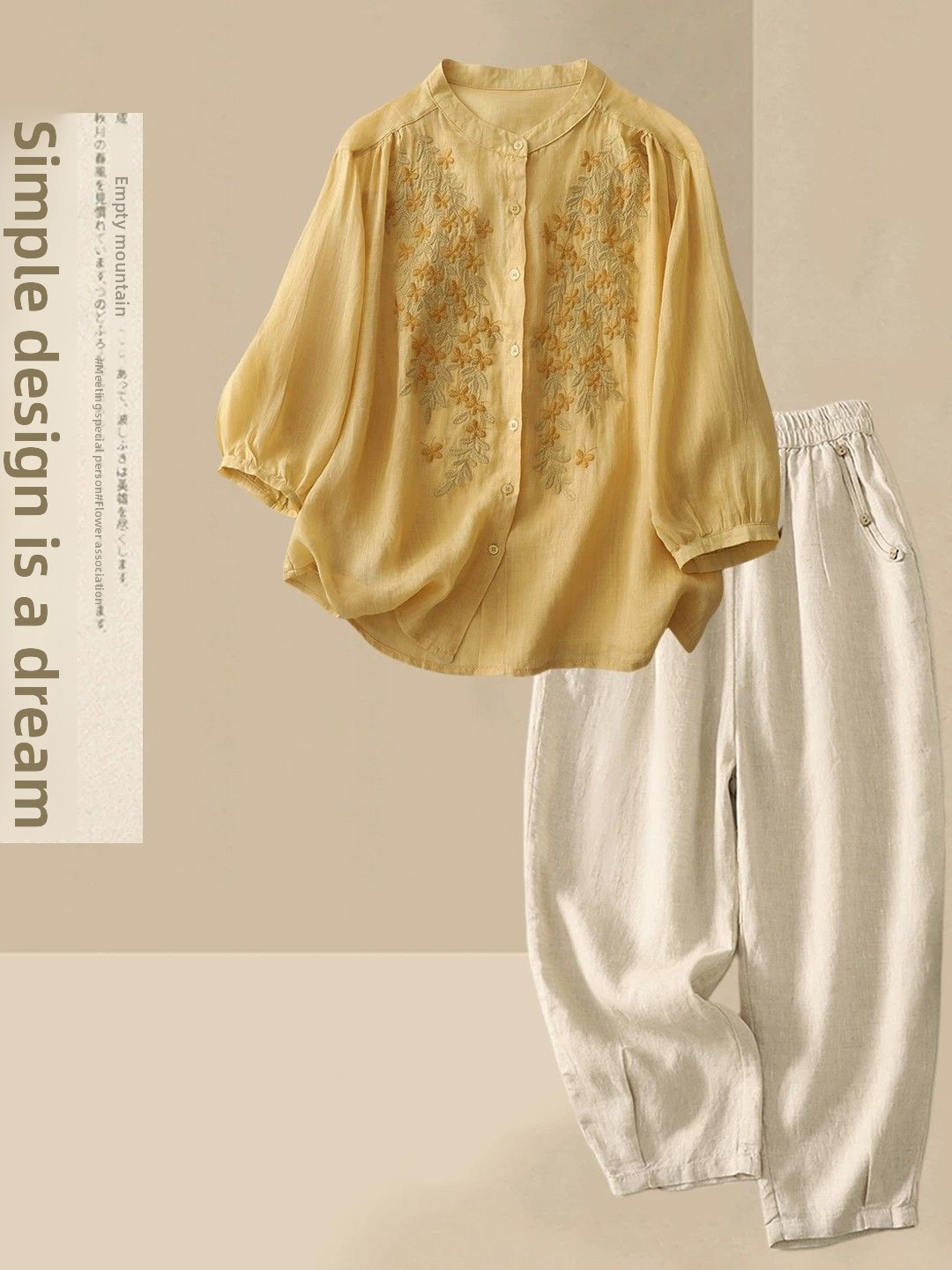 ชุดลำลองผ้าฝ้ายลินินสำหรับฤดูร - Linen Shirt Breathable บทวิจารณ์และราคา