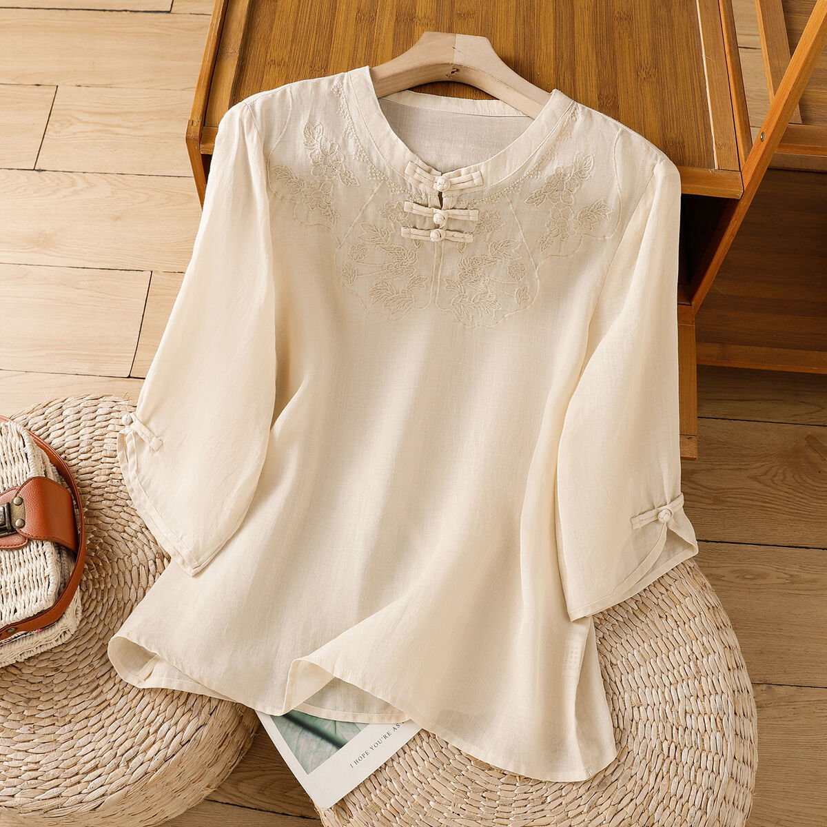 เสื้อเชิ้ตแขนกุดผ้าฝ้ายลินินปุ - Shirt Camp Collar บทวิจารณ์และราคา