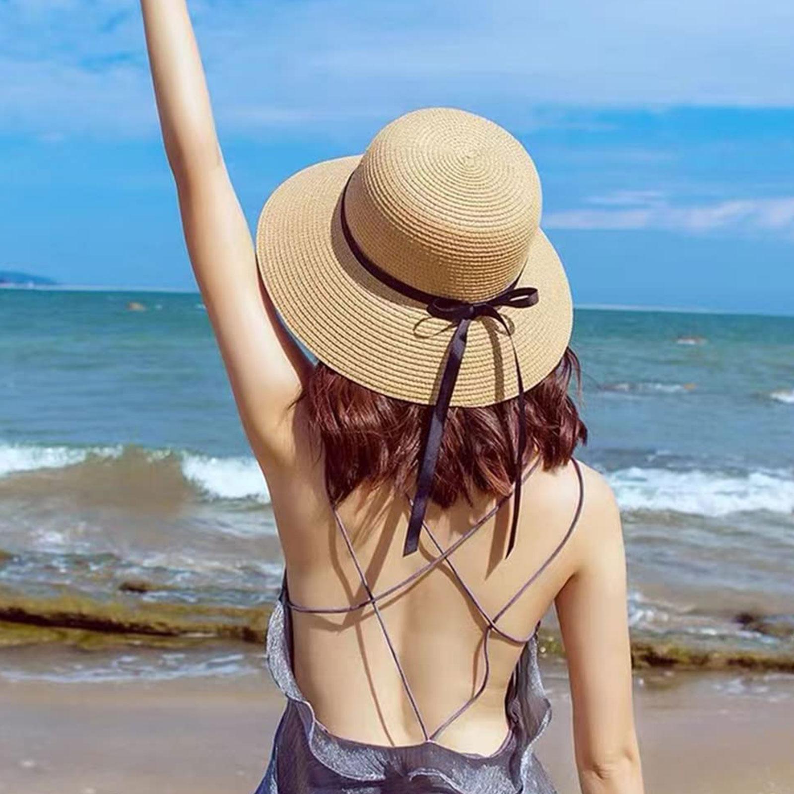 หมวกฟางปีกกว้างขนาดใหญ่พับได้ส - Bucket Hat Straw บทวิจารณ์และราคา