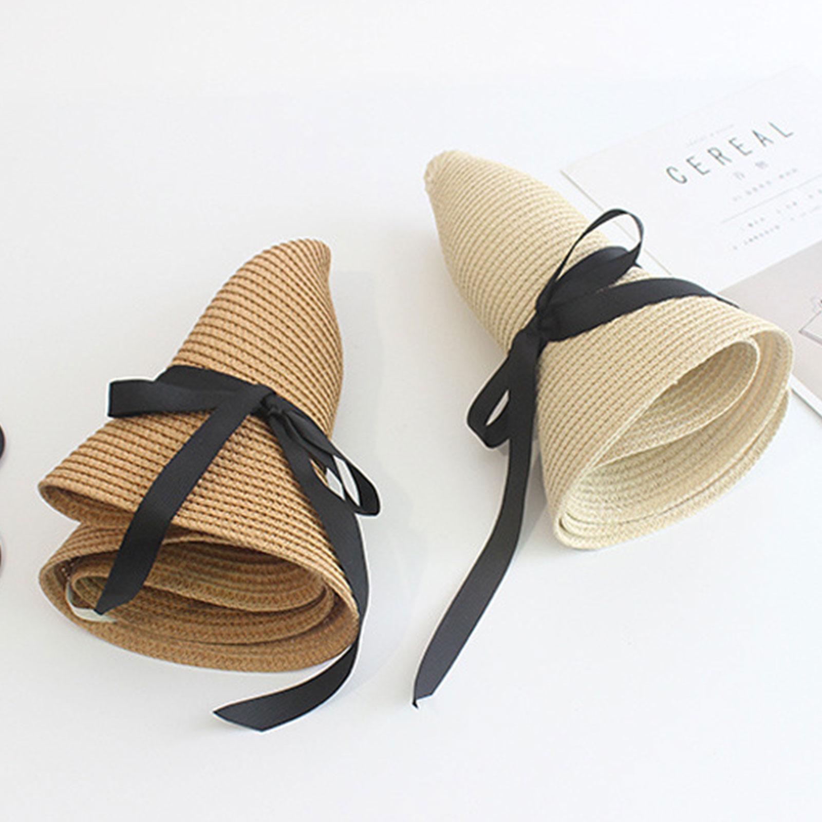 หมวกฟางปีกกว้างขนาดใหญ่พับได้ส - Bucket Hat Straw บทวิจารณ์และราคา