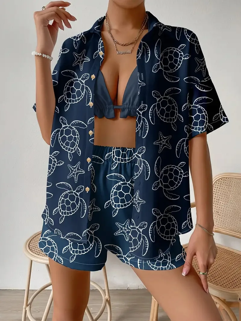 แฟชั่นพิมพ์ Beach Holiday 2 ชิ - Shirt Camp Collar บทวิจารณ์และราคา