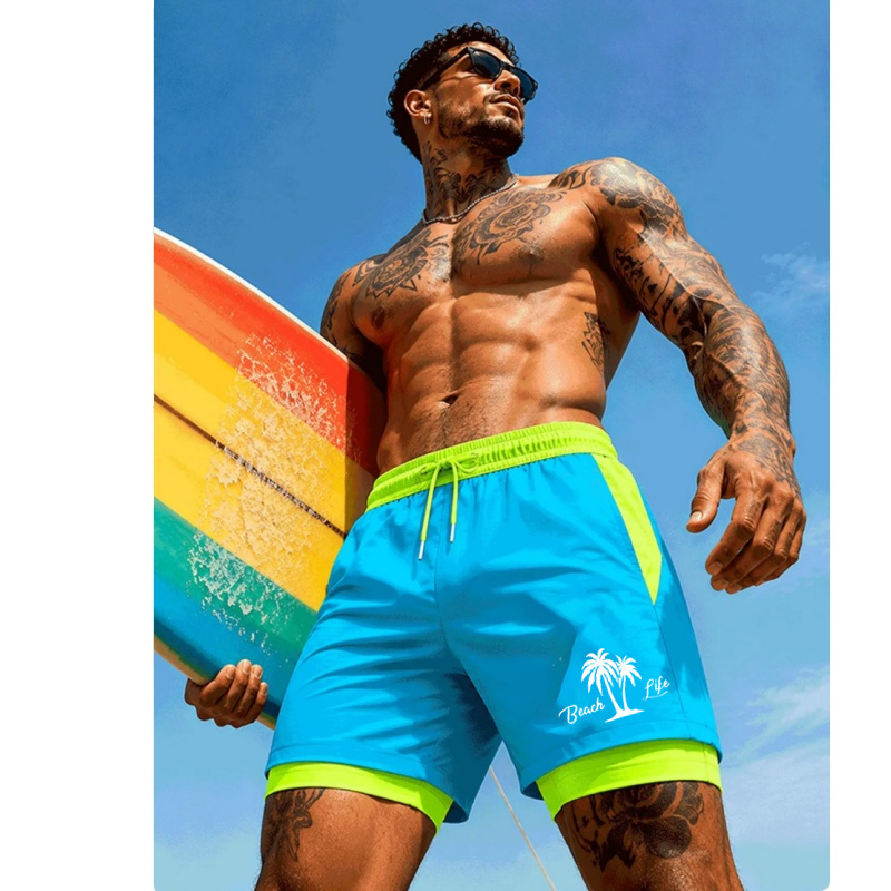 กางเกงว่ายน้ำผู้ชายพิมพ์ลายต้น - Trunks Board Surf บทวิจารณ์และราคา
