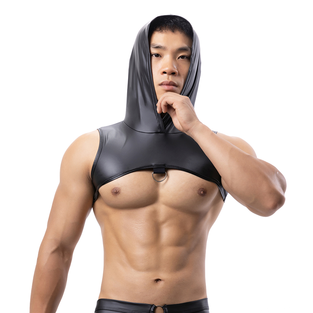 ผู้ชายหนัง Faux Hooded Fitness - Tank Top Muscle บทวิจารณ์และราคา