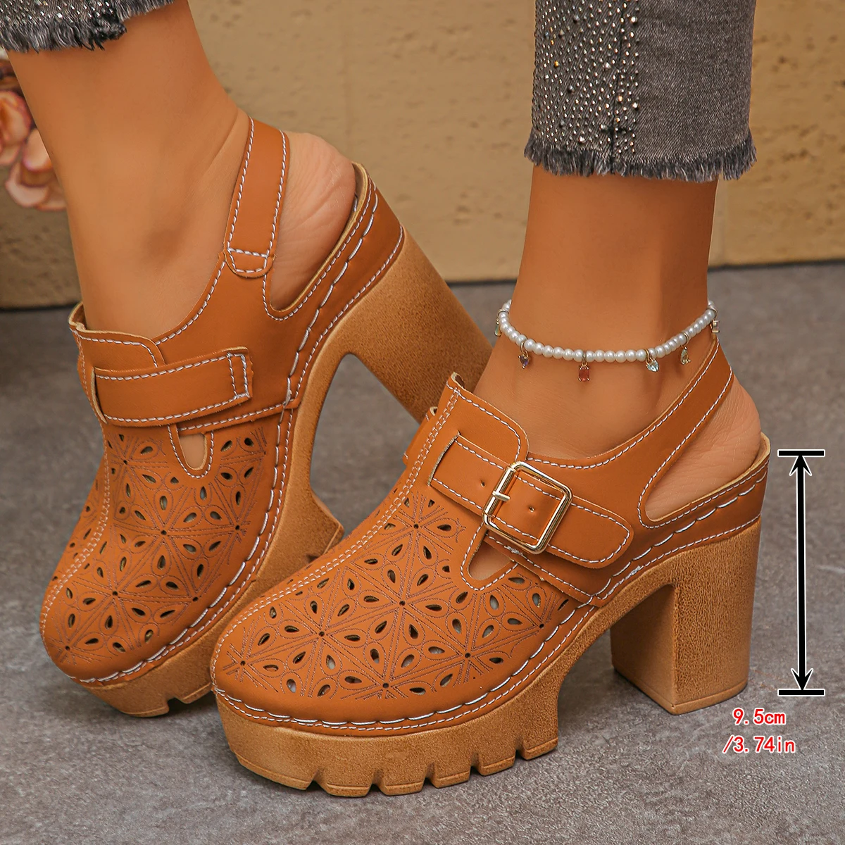 รองเท้าแตะส้นหนาสำหรับผู้หญิงไ - Casual Sandal Leather บทวิจารณ์และราคา