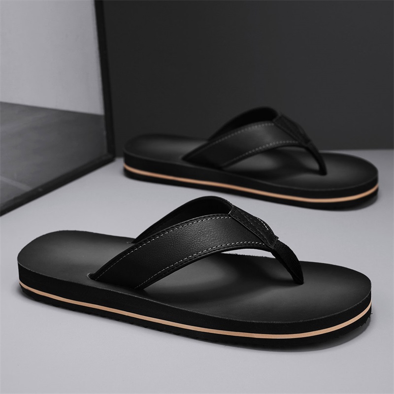รองเท้าแตะหนังเทียมสไตล์วินเทจ - Flip Flop Leather Men บทวิจารณ์และราคา