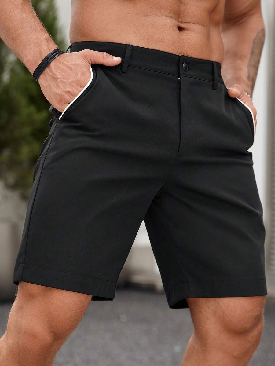 กางเกงขาสั้นชิโน่ชาย แต่งขอบตั - Shorts Chino Slim บทวิจารณ์และราคา
