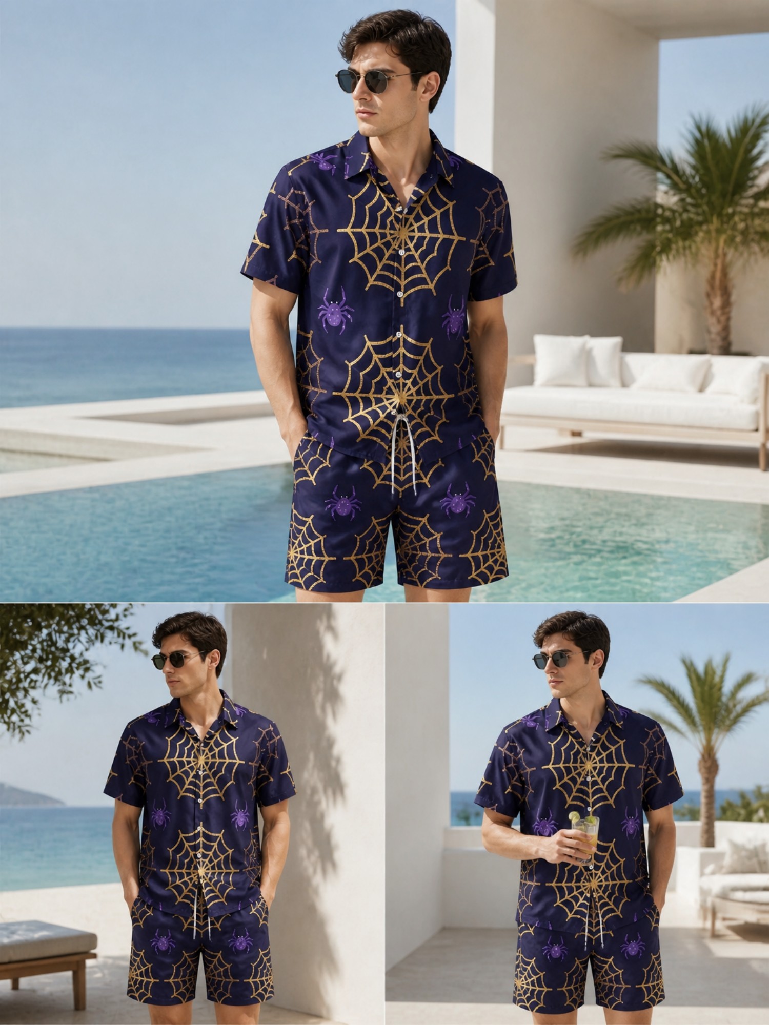 ชุดเสื้อโปโลแขนสั้นและกางเกงขา - Resort Shirt Floral บทวิจารณ์และราคา