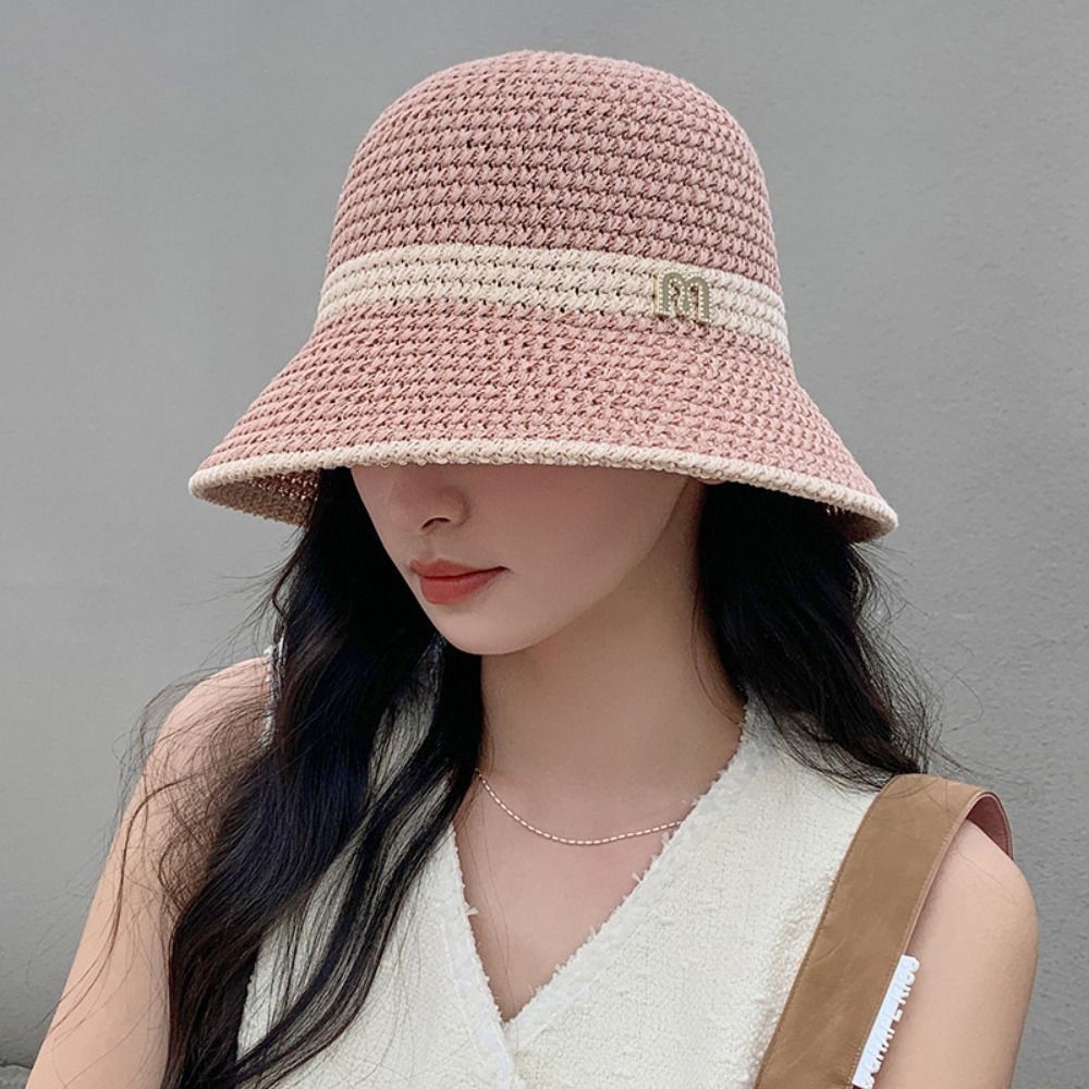 แฟชั่น Elegant Bow หมวกชาวประม - Bucket Hat Straw บทวิจารณ์และราคา