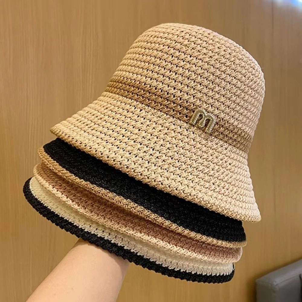 แฟชั่น Elegant Bow หมวกชาวประม - Bucket Hat Straw บทวิจารณ์และราคา