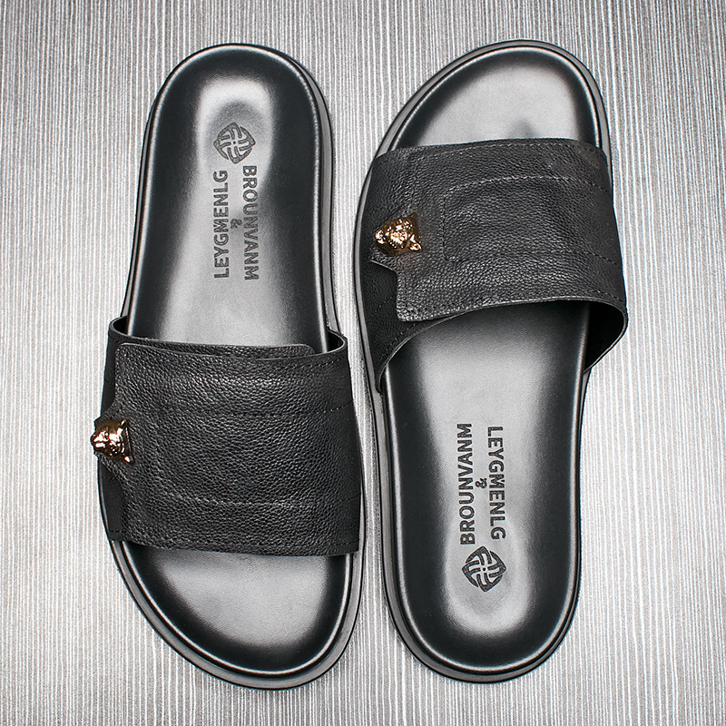 2025 ใหม่ของแท้หนังรองเท้าแตะโ - Flip Flop Leather Men บทวิจารณ์และราคา