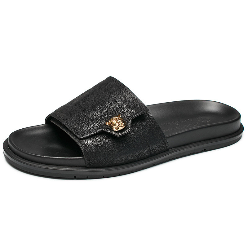 2025 ใหม่ของแท้หนังรองเท้าแตะโ - Flip Flop Leather Men บทวิจารณ์และราคา