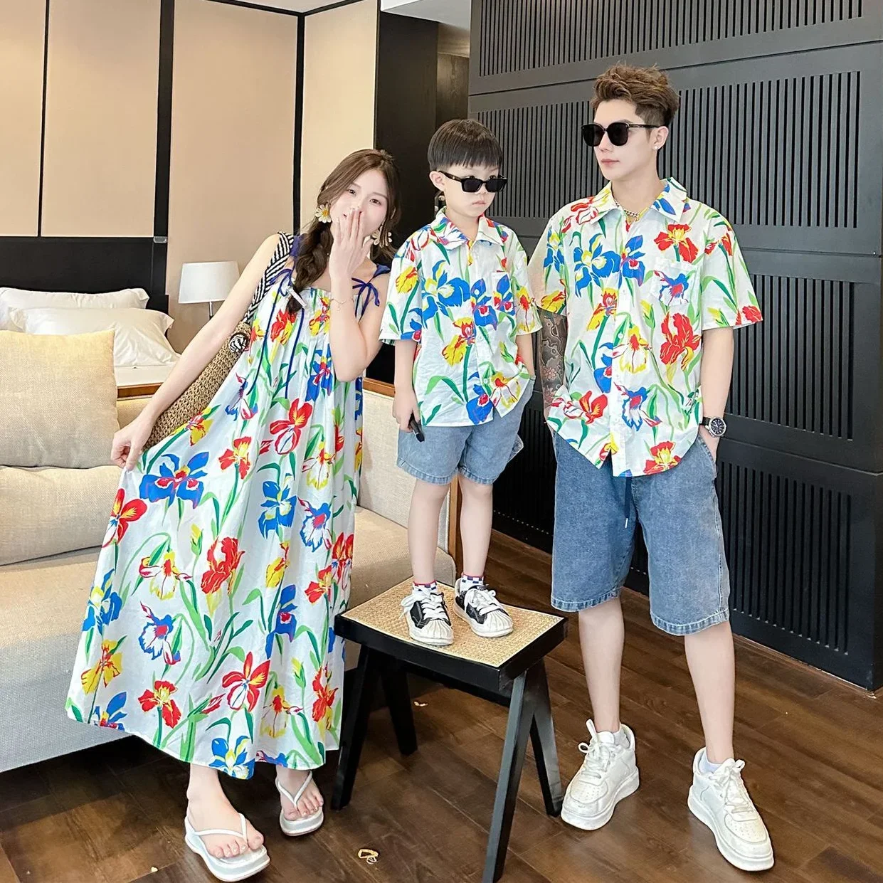 เสื้อผ้าวันหยุดเกาหลีแม่และลูก - Resort Shirt Floral บทวิจารณ์และราคา