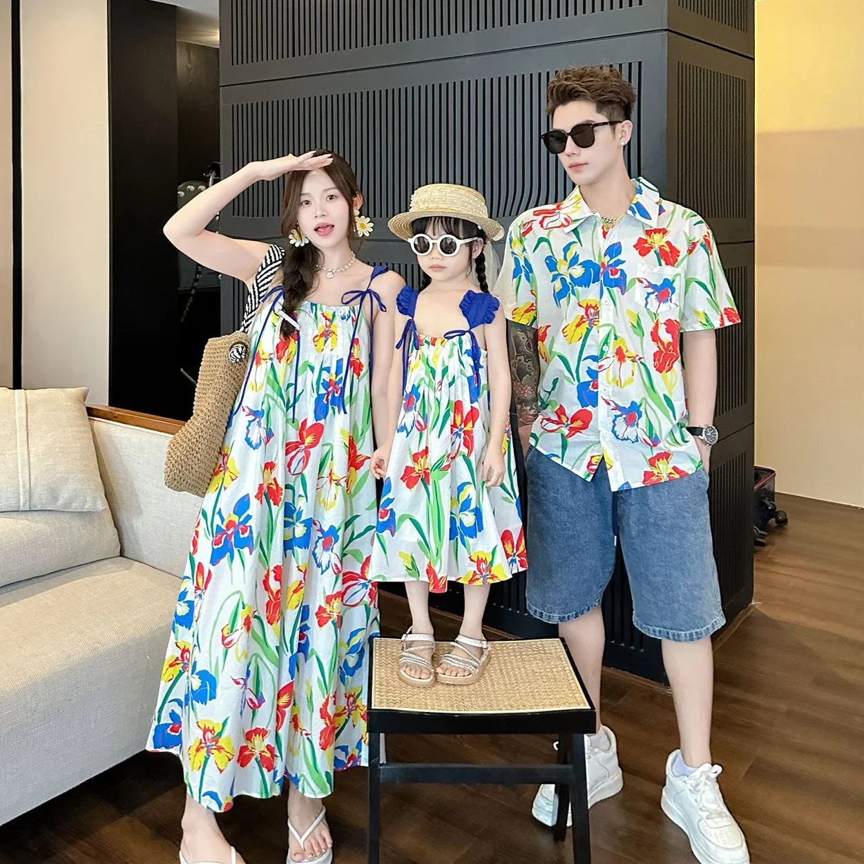 เสื้อผ้าวันหยุดเกาหลีแม่และลูก - Resort Shirt Floral บทวิจารณ์และราคา