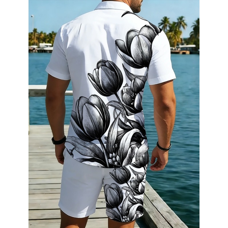 ชุดเสื้อเชิ้ตและกางเกงขาสั้นลา - Resort Shirt Floral บทวิจารณ์และราคา