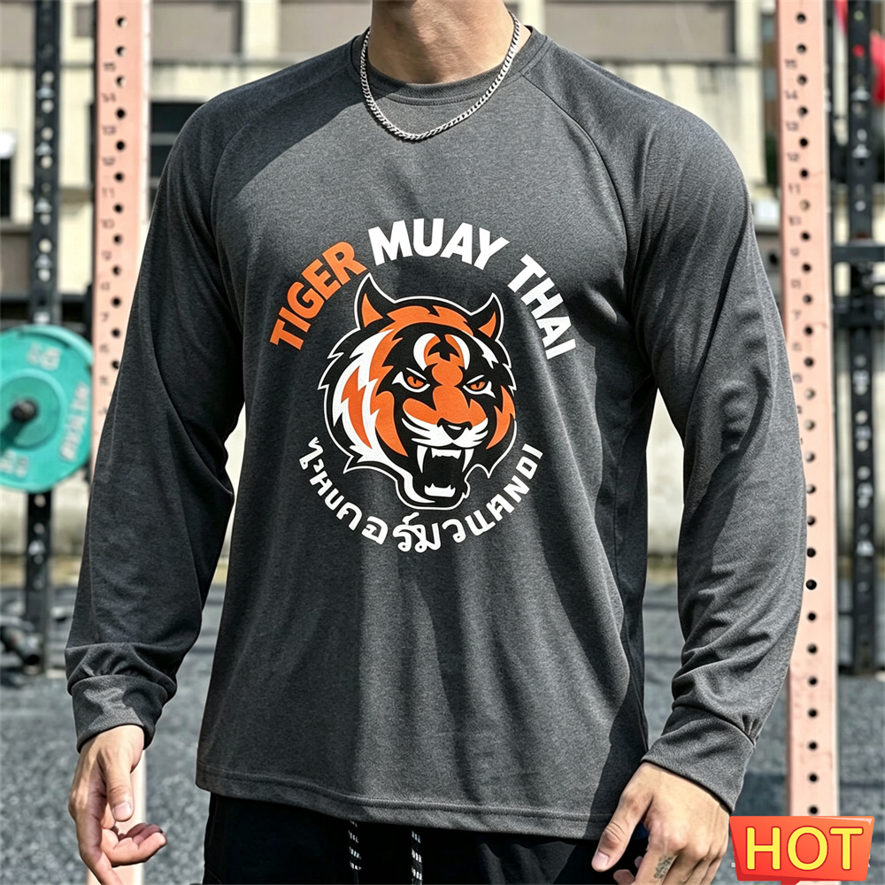 เสื้อยืดแขนยาวผู้ชายสำหรับมวยไ - Tee Graphic Print บทวิจารณ์และราคา