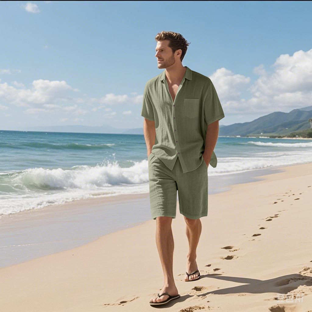 ชุดเซ็ตสองชิ้นผ้าลินินสำหรับผู - Linen Shirt Breathable บทวิจารณ์และราคา