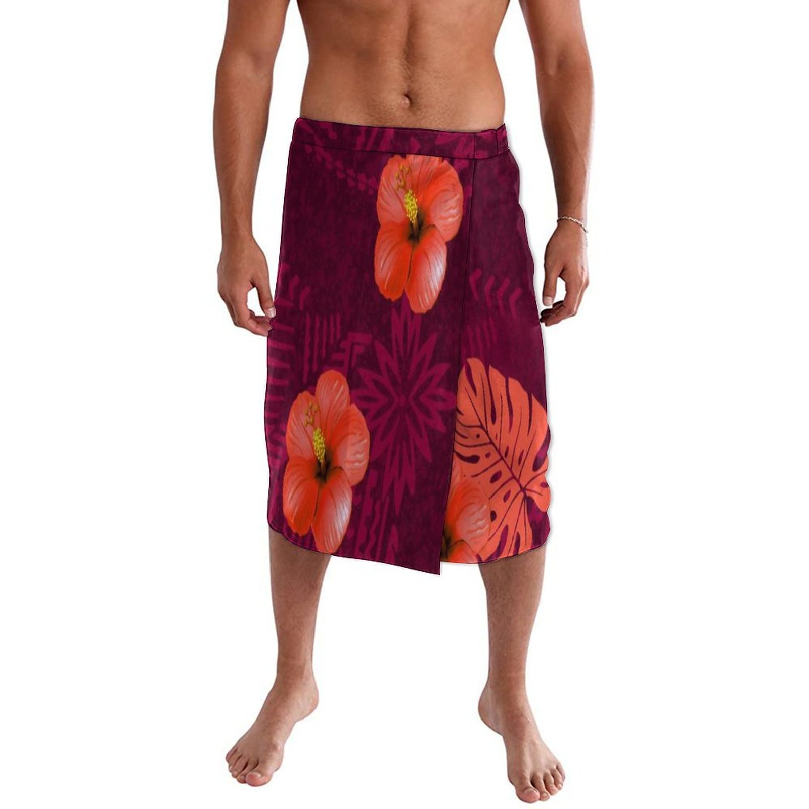 ชุดคลุมชายหาดลายดอกไม้สีฟ้าสไต - Sarong Men Wrap บทวิจารณ์และราคา