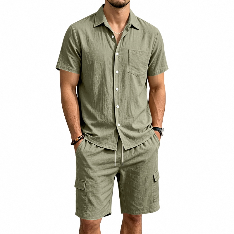 ชุดเซ็ตผ้าลินินสไตล์อเมริกันสำ - Linen Shirt Breathable บทวิจารณ์และราคา