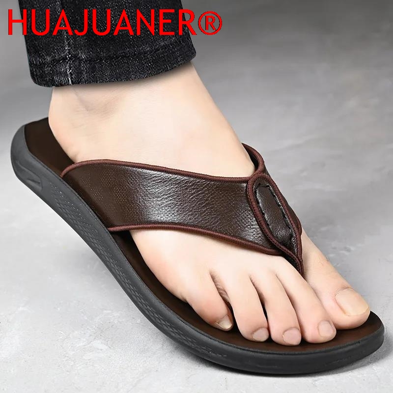 รองเท้าแตะลำลองผู้ชายสำหรับใส่ - Flip Flop Leather Men บทวิจารณ์และราคา